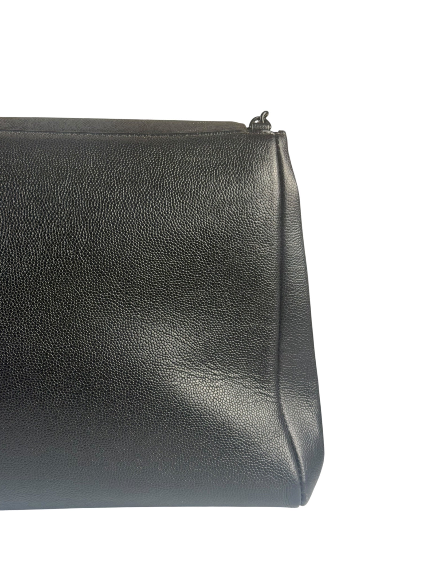 Chanel Black Pebbled Leather Curved Flap 1997