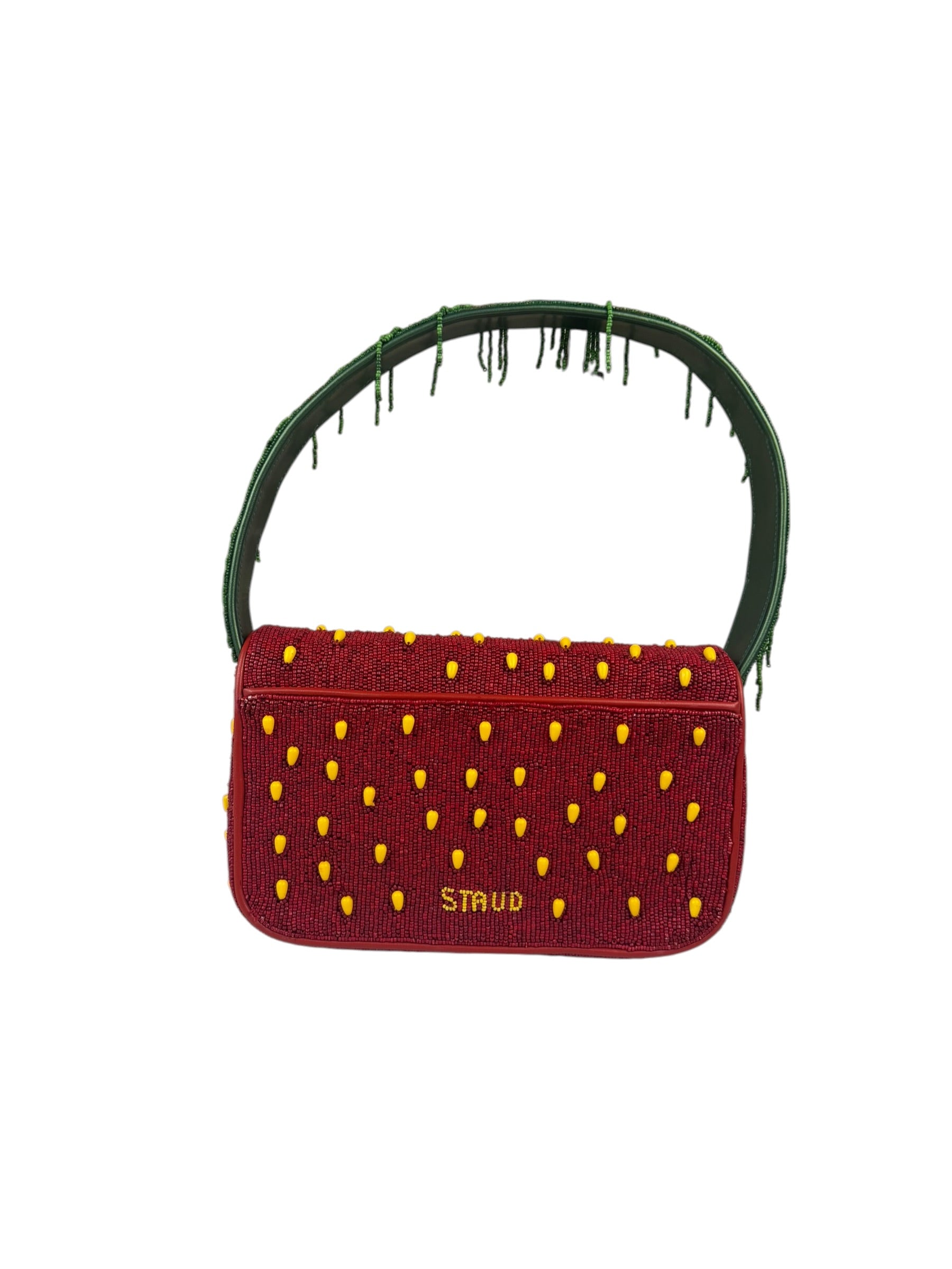 STAUD Strawberry Red Tommy Beaded Bag
