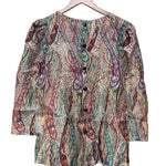 1980s Yves Saint Laurent Silk Multicolor Paisley Blouse