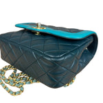 Chanel Quilted Mini Two-Tone Blue Day Flap Bag 2017