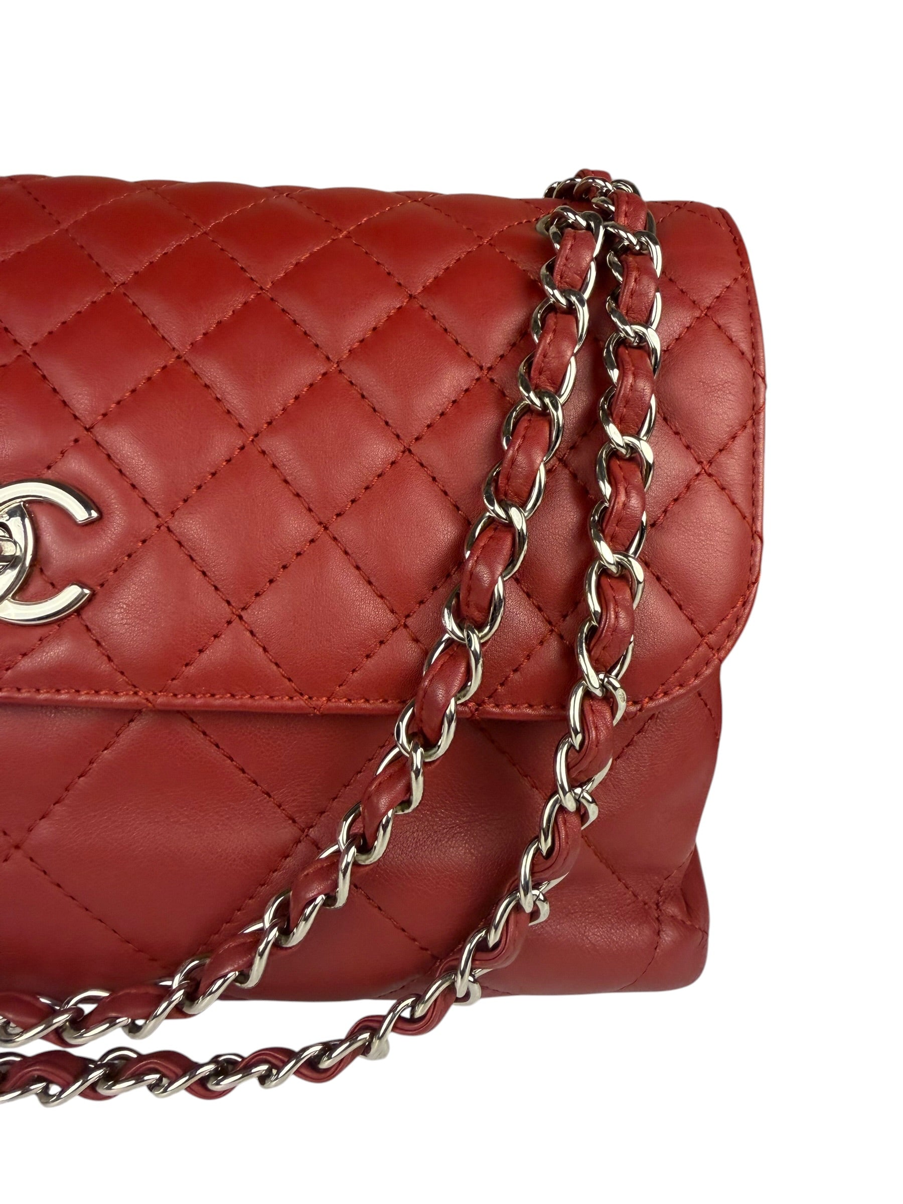 Chanel Red Qulited Leather Flap Shoulder Bag 2011
