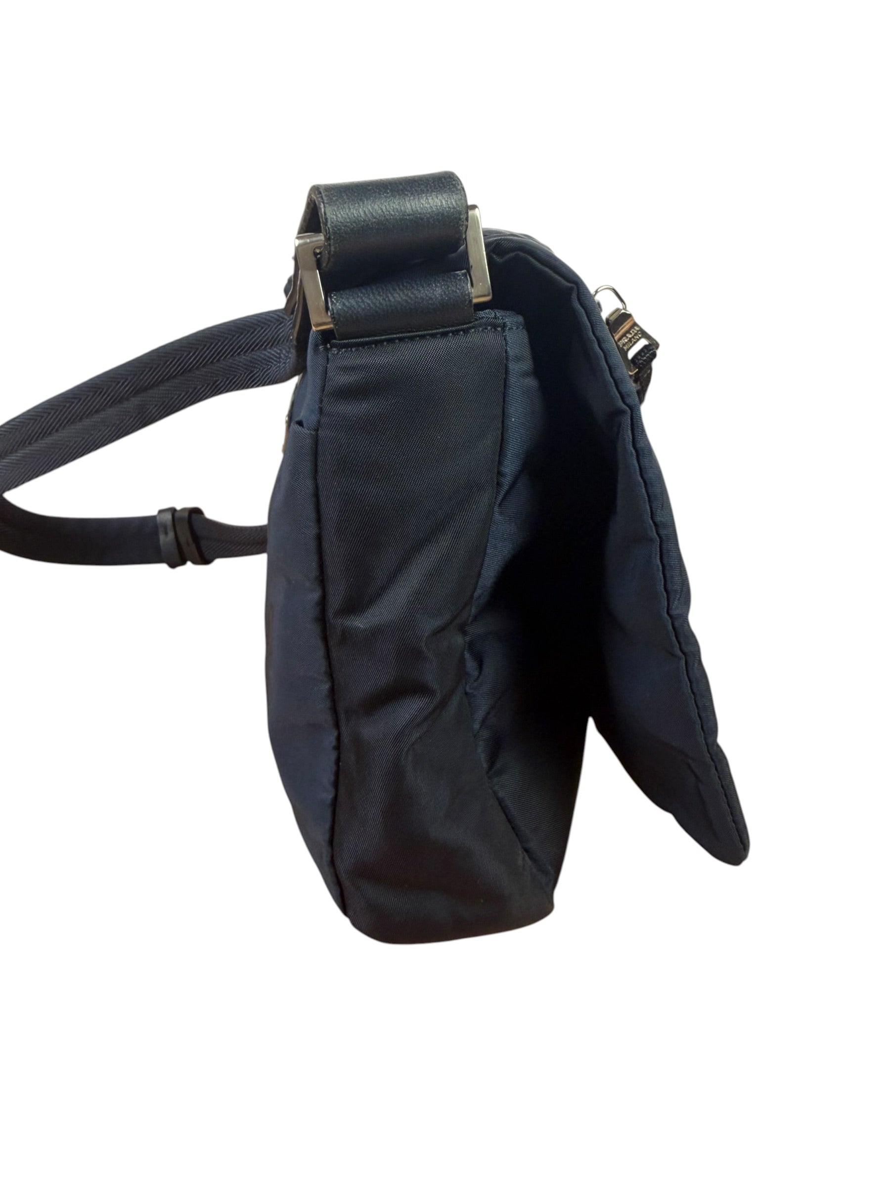 Prada Navy Nylon Tessuto Flap Crossbody