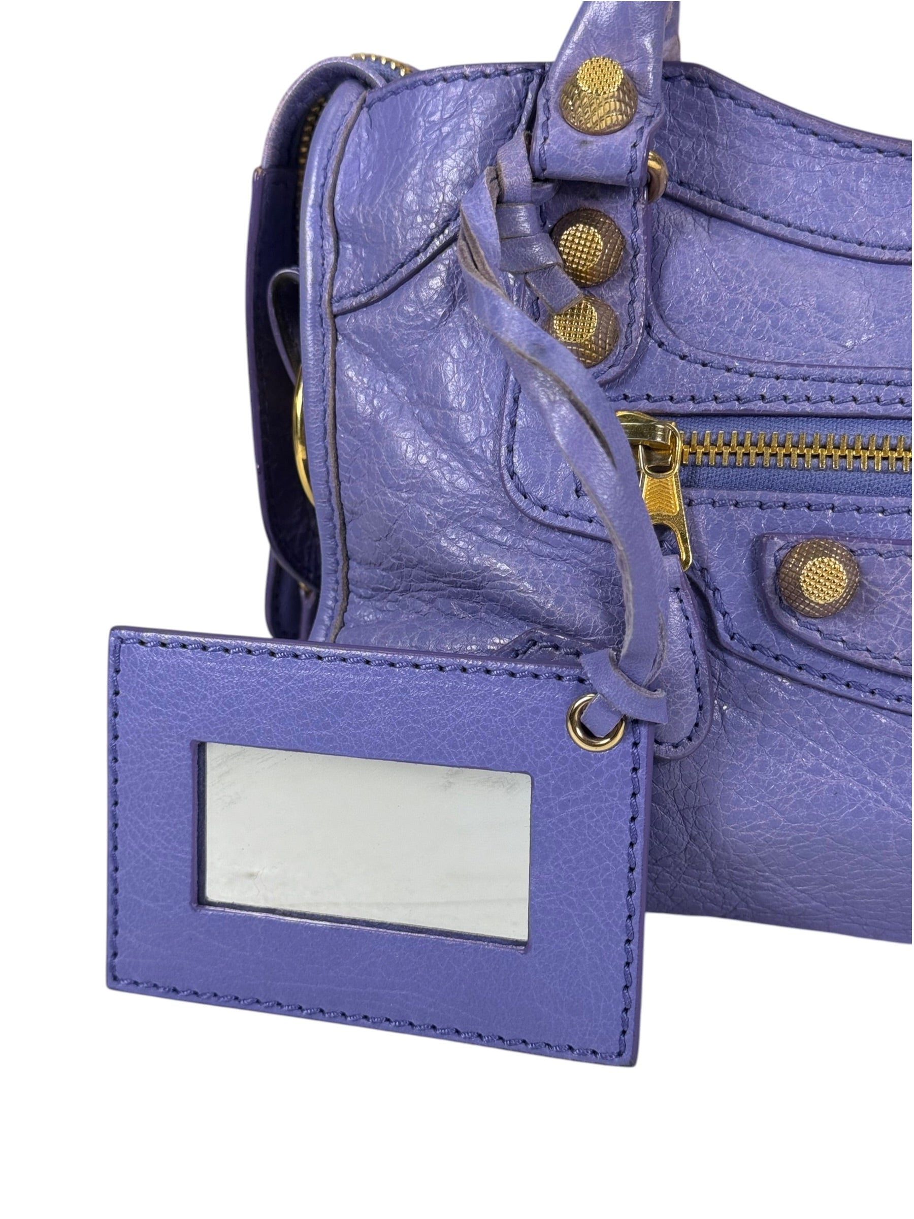 Balenciaga Purple Lambskin Moto City Two-Way Bag