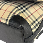 Burberry Black Leather Trim House Check Flap Crossbody Bag