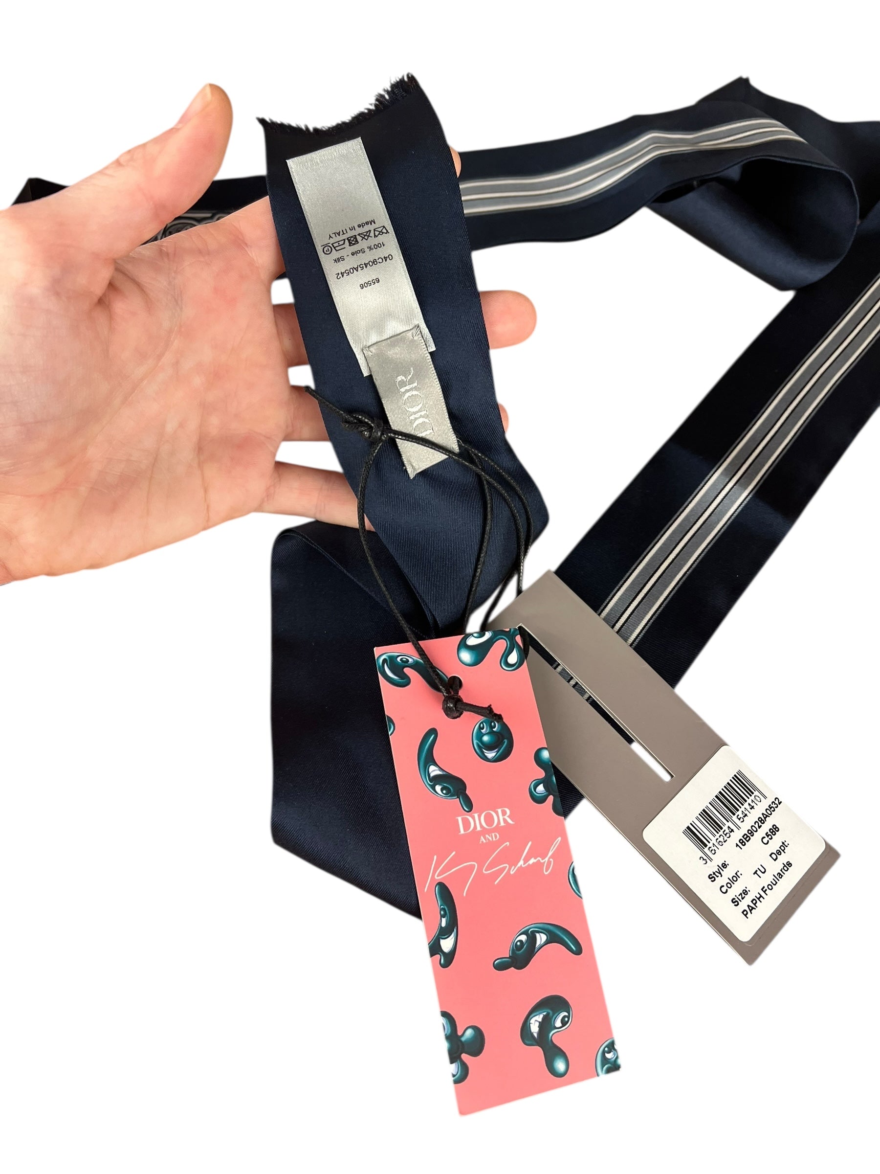Christian Dior x Kenny Scharf Navy Twilly Scarf