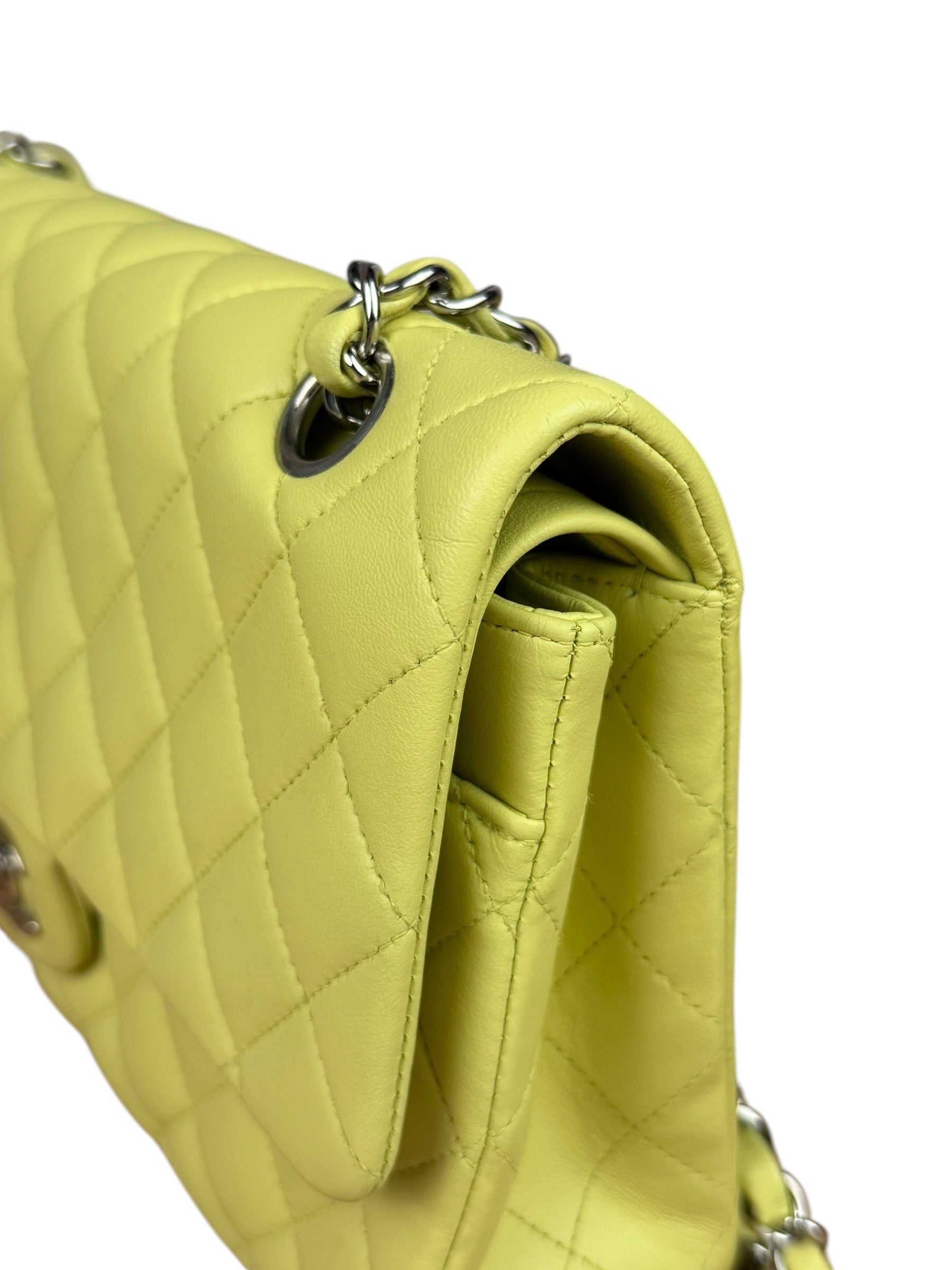 Chanel Yellow Neon Quilted Leather Classic Double Flap Bag 2010