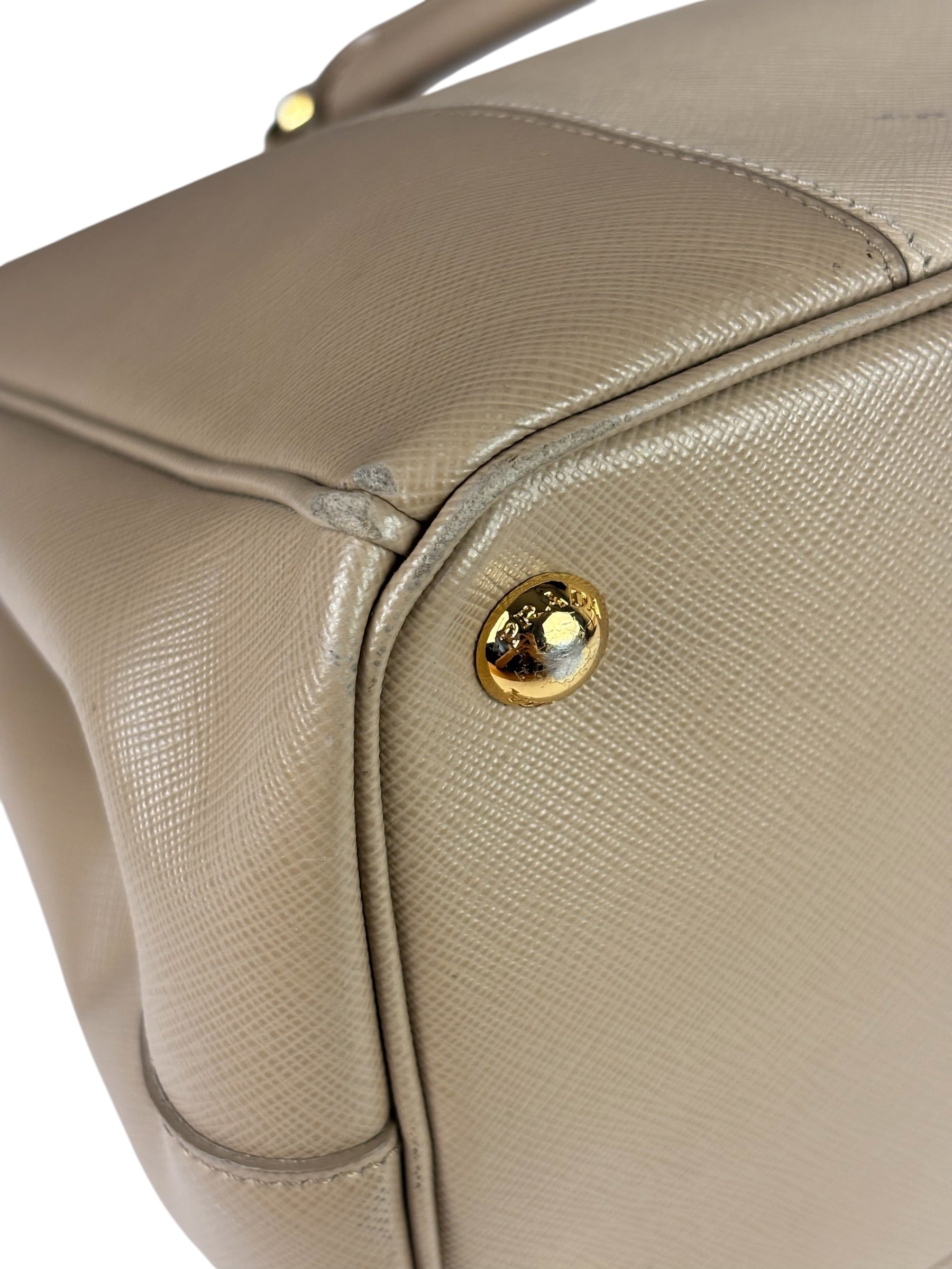 Prada Beige Saffiano Leather Galleria Large Shoulder Bag