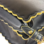 Fendi Black Leather Kan I Scallop Edge Flap Bag