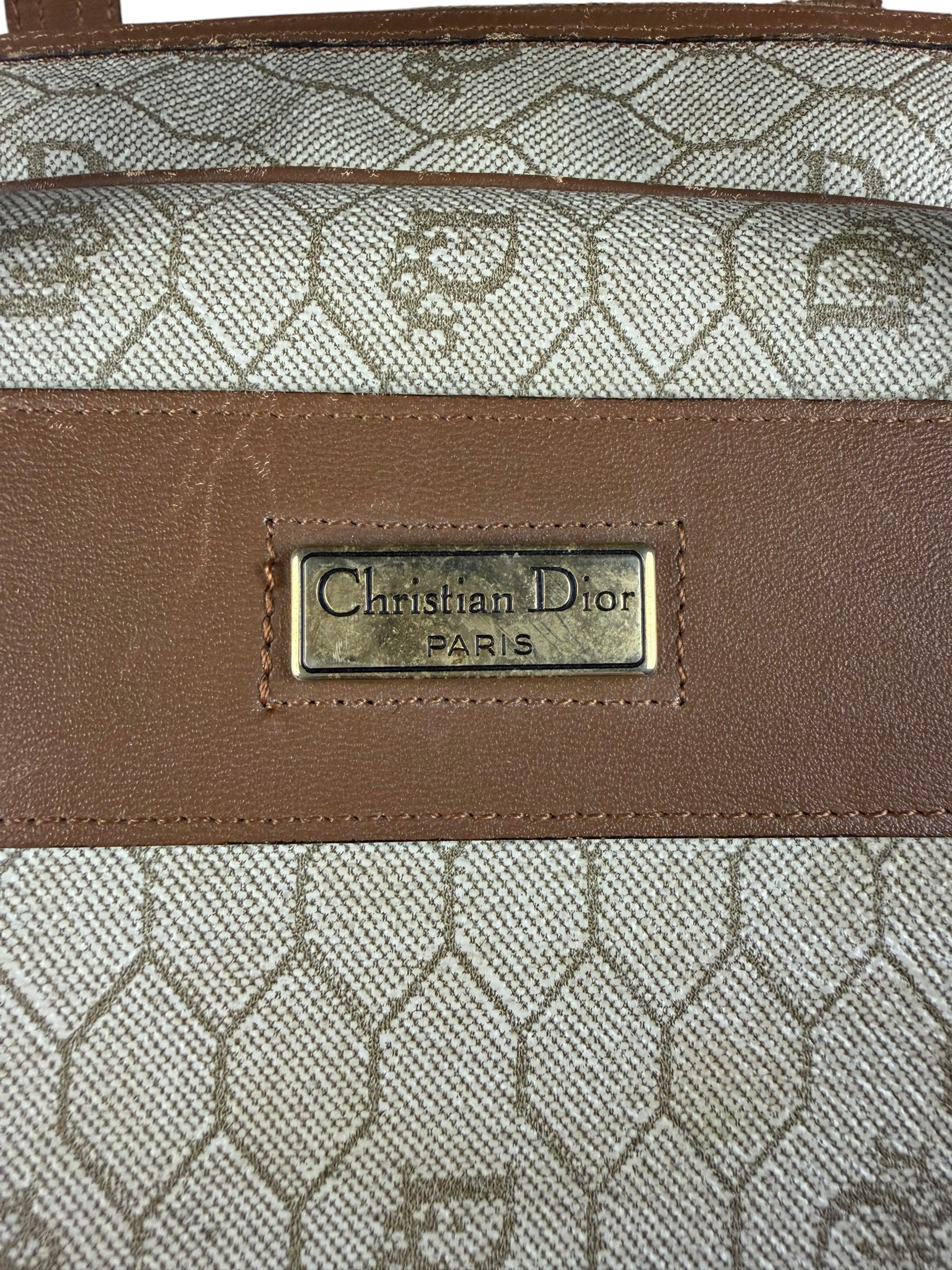 Christian Dior Vintage Beige Honeycomb Boston Bag