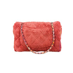 Chanel Coral Terry Cloth Quilted Jumbo Single Flap Shoulder Bag2020