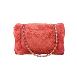 Chanel Coral Terry Cloth Quilted Jumbo Single Flap Shoulder Bag2020