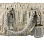 Prada Y2K Ivory Gaufre Nylon Woven Leather 2Way Mini Handbag