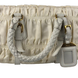 Prada Y2K Ivory Gaufre Nylon Woven Leather 2Way Mini Handbag