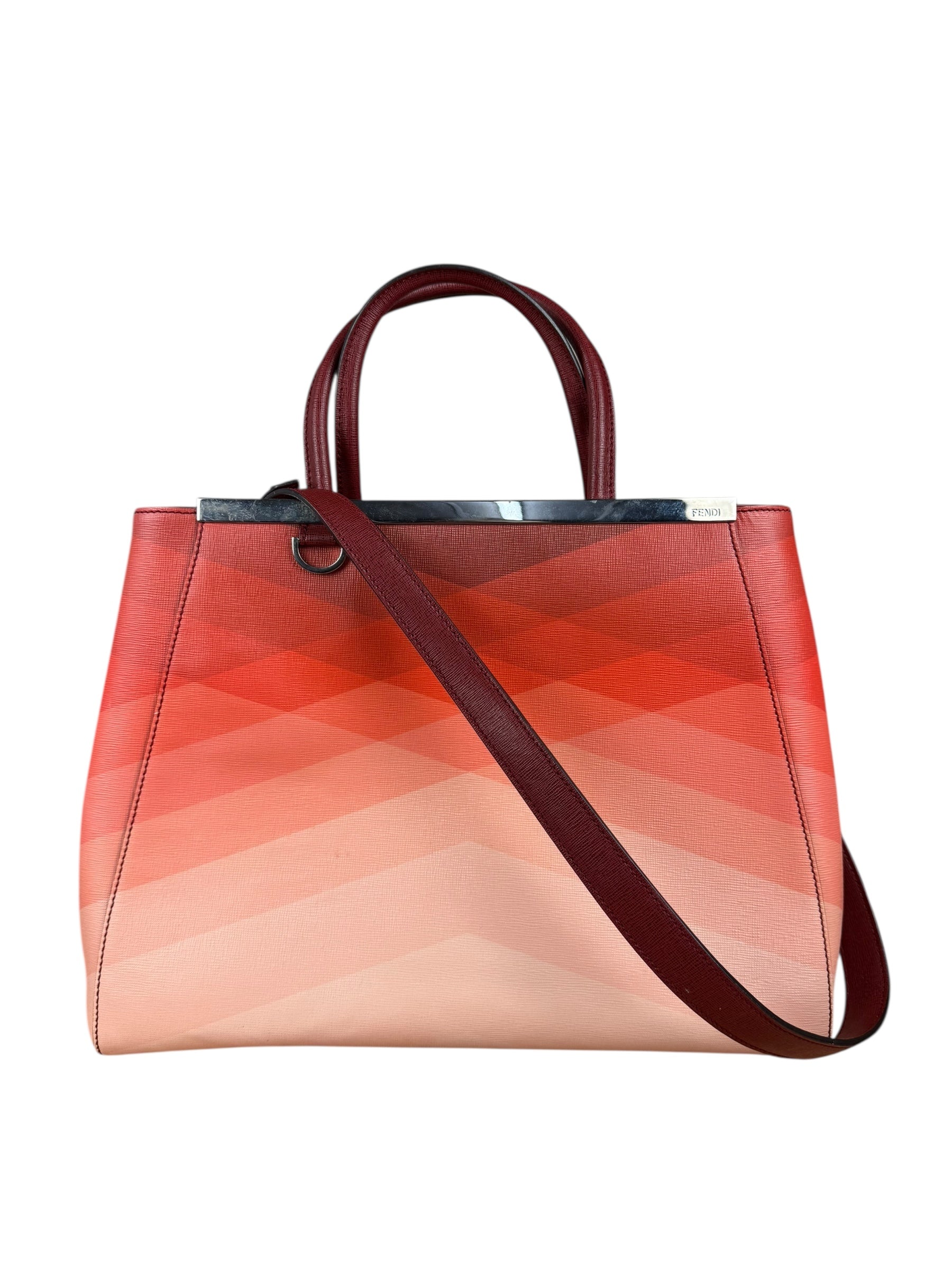 Fendi 2Jours Red Geometric Medium Tote