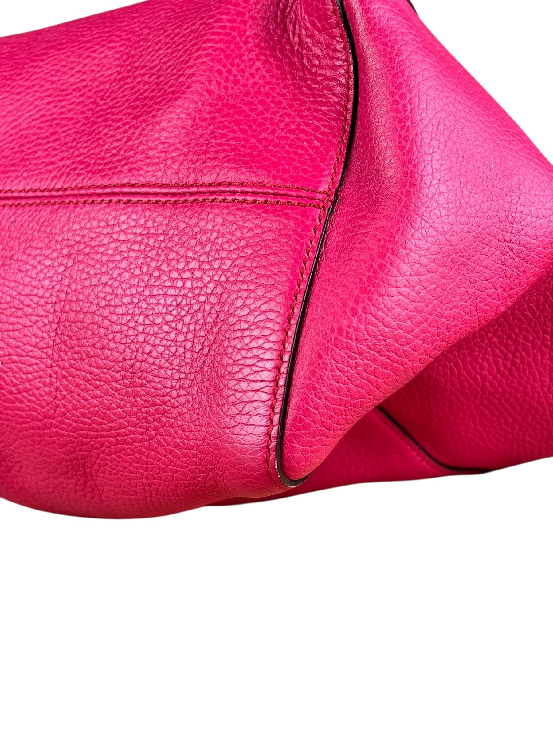 Gucci Hot Pink Pebbled Leather Swing Tote
