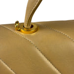 Chanel Vintage Beige Lambskin Chevron Coco Handle Flap Two-Way Bag 1991