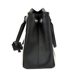 Prada Black/White Saffiano Leather Striped Two-Way Bag