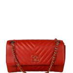 Chanel Red Chevron Leather Flap Bag 2019