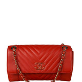 Chanel Red Chevron Leather Flap Bag 2019