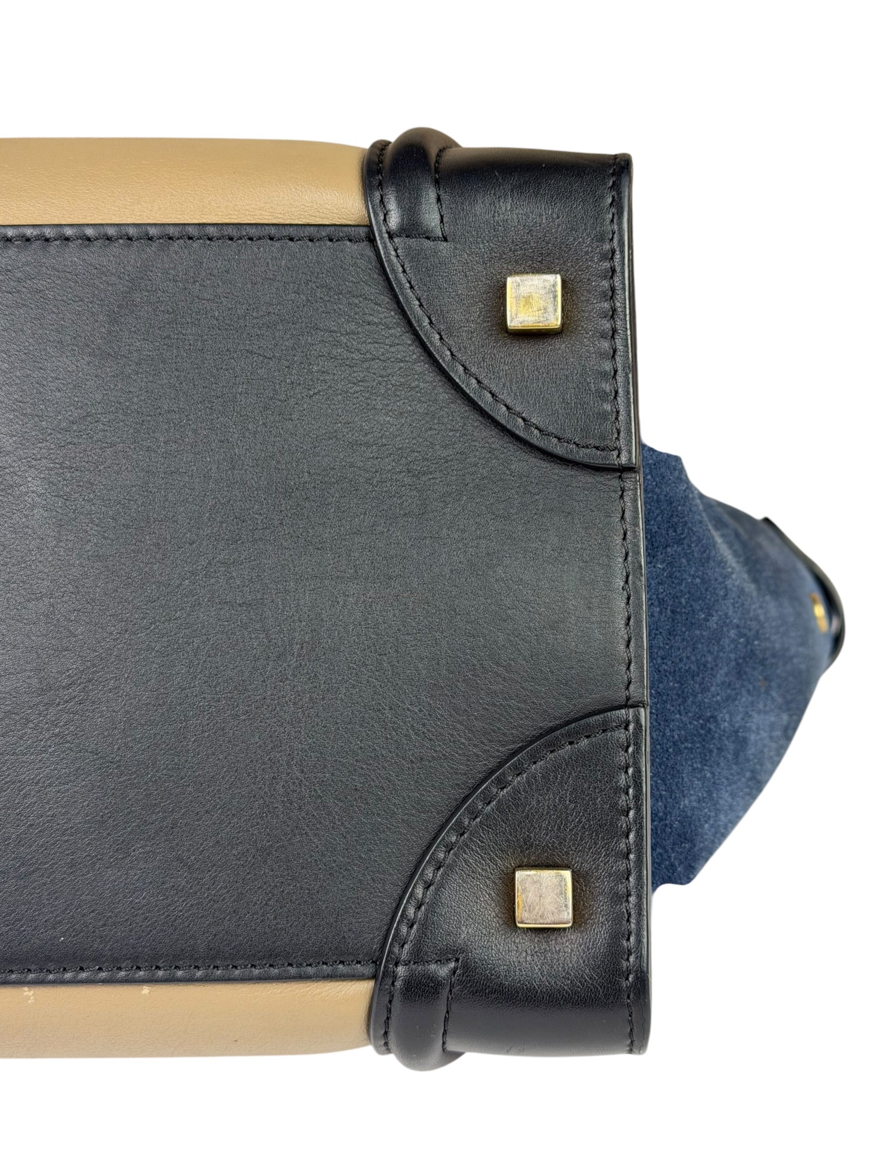 Celine Calfskin Leather/Suede Tri-Color Luggage Tote Bag