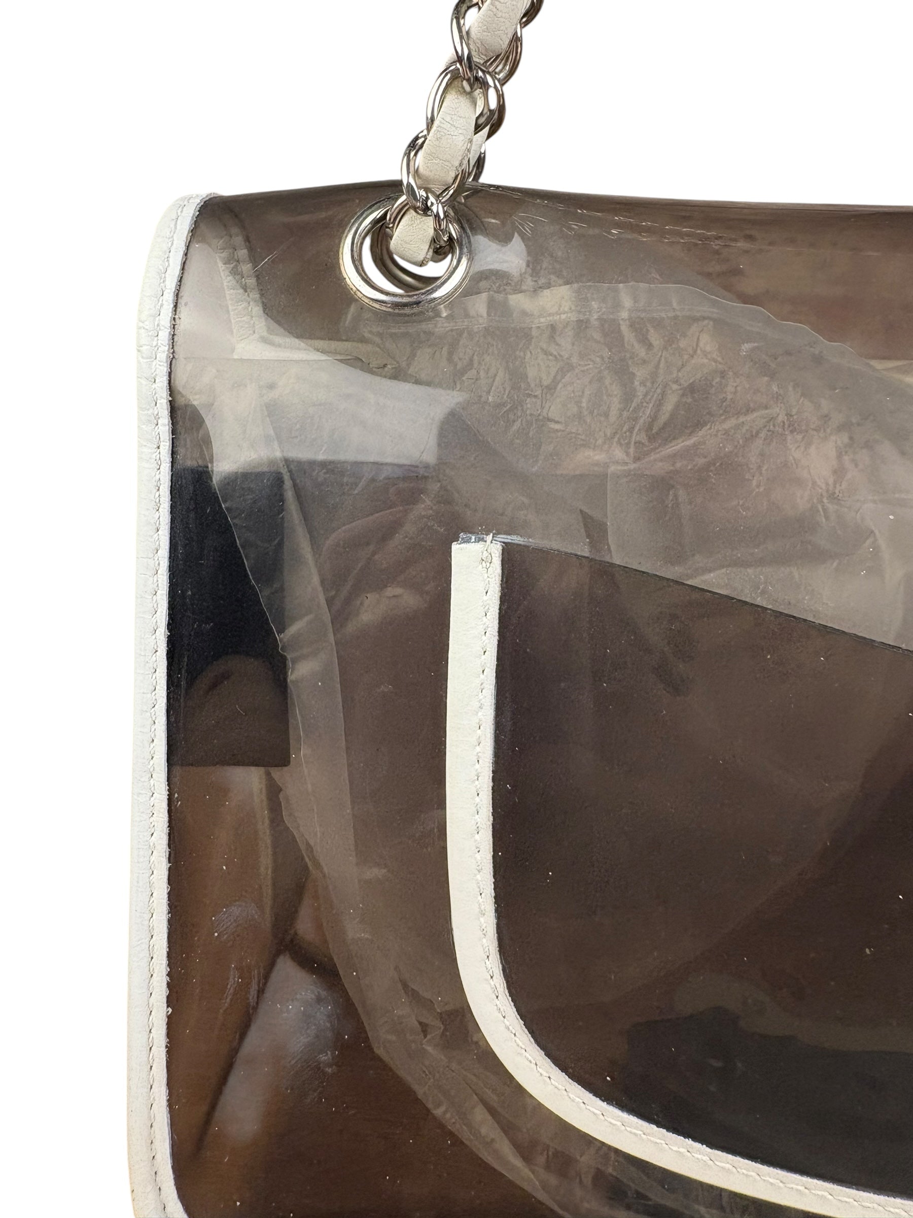 Chanel Vintage PVC Transparent Heart Lock Flap Bag 2008
