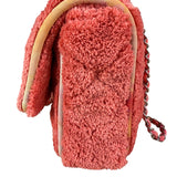 Chanel Coral Terry Cloth Quilted Jumbo Single Flap Shoulder Bag2020