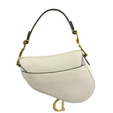 Christian Dior White Leather Saddle Hand Bag