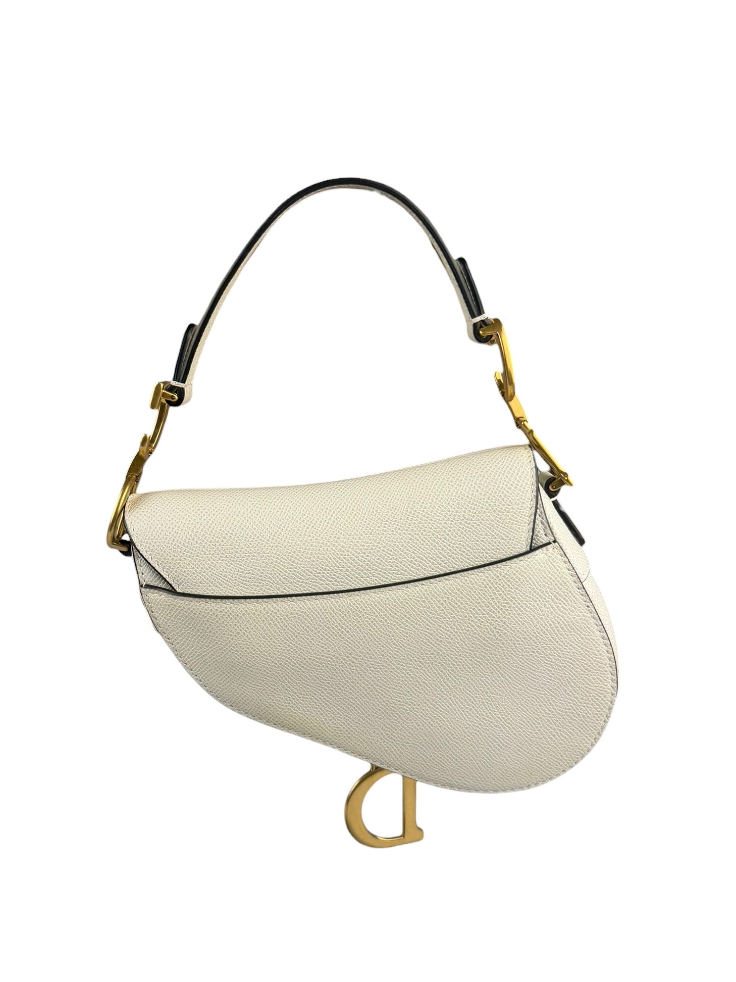 Christian Dior White Leather Saddle Hand Bag