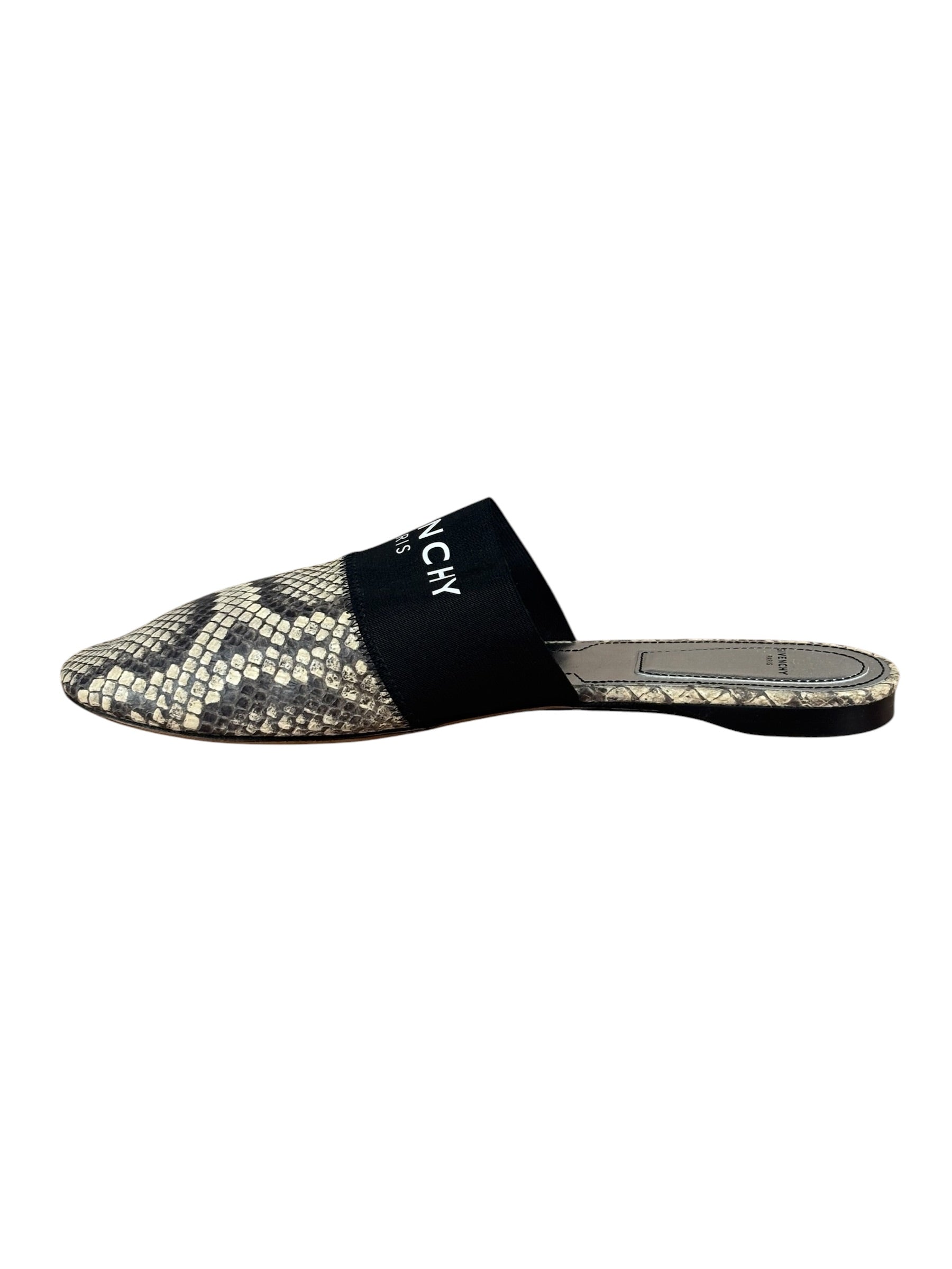 Givenchy Bedford Python-Embossed Leather Flat Mules