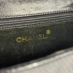 Chanel Vintage Black Lizard Leather Chain Flap Bag 1987