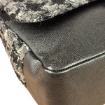 Chanel Black Tweed/Caviar Leather Houndstooth Double Flap Bag 2017