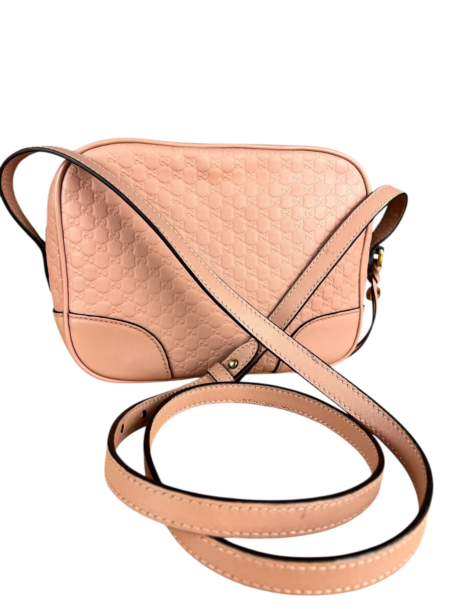 Gucci Bree Microguccissima Leather Camera Bag Pink
