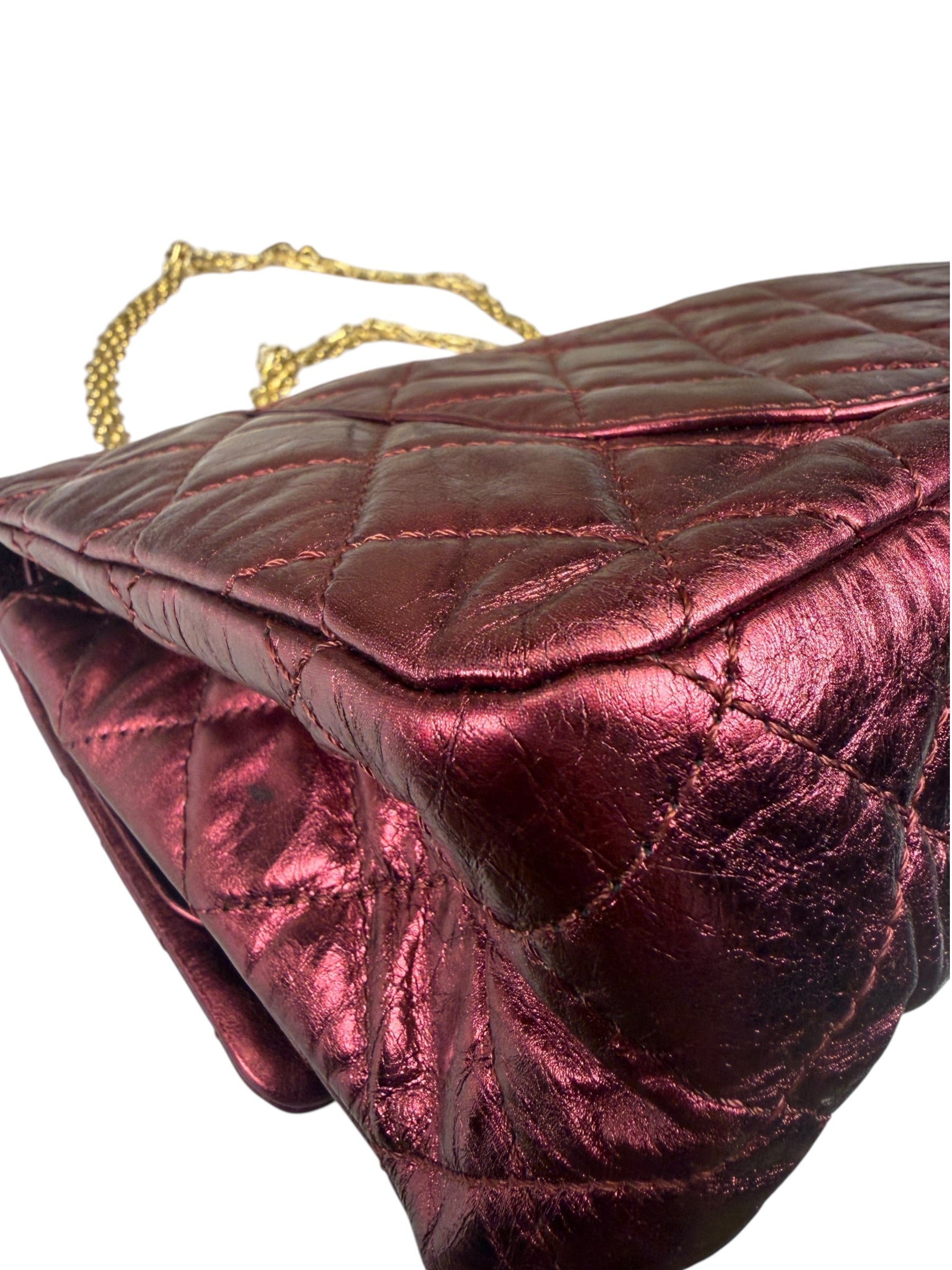 Chanel Patent Burgundy Quilted Leather 2.55 Reissue Double Flap Bag 2008