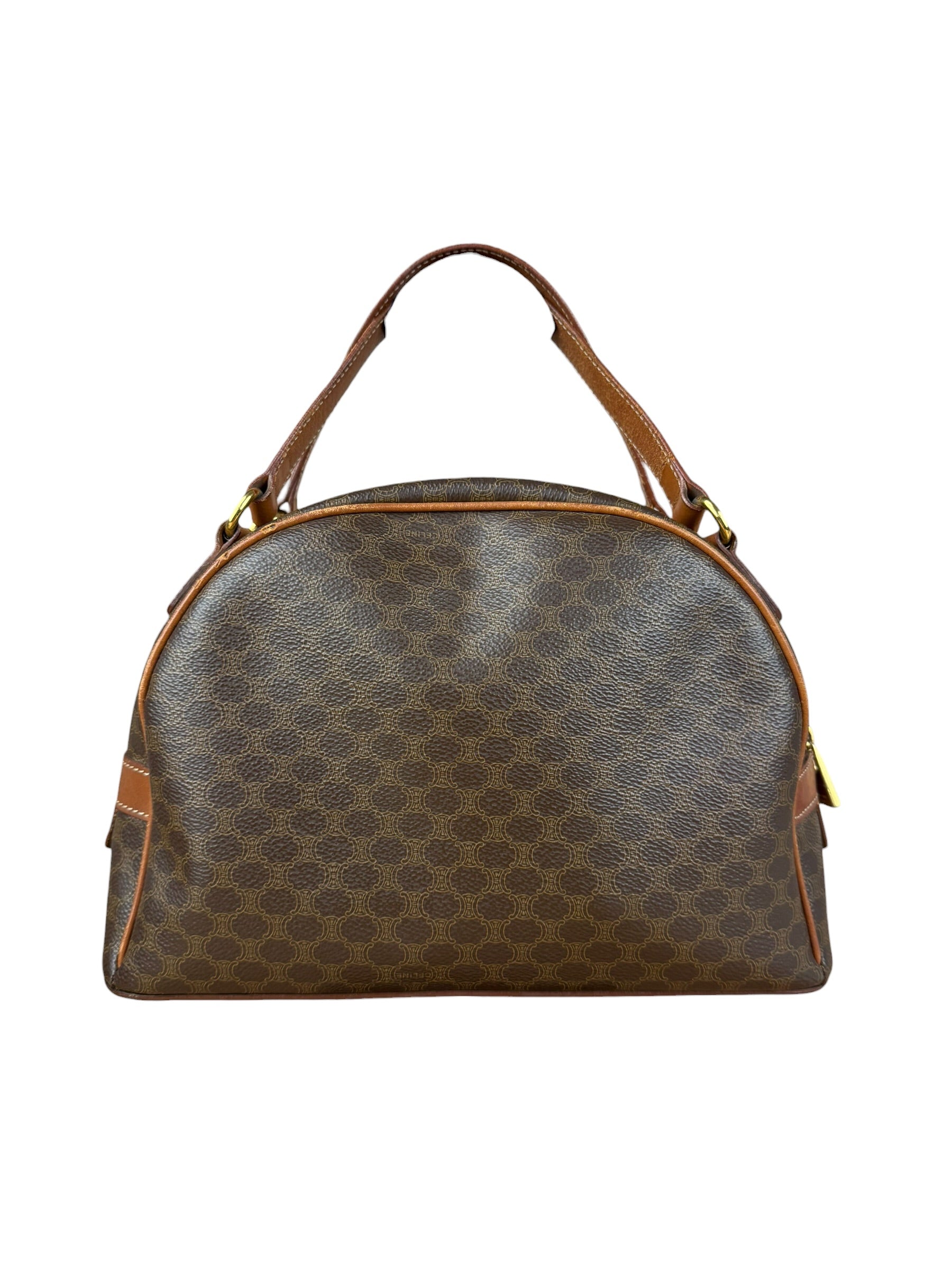 Celine Vintage Leather Macadam Dome Hand Bag