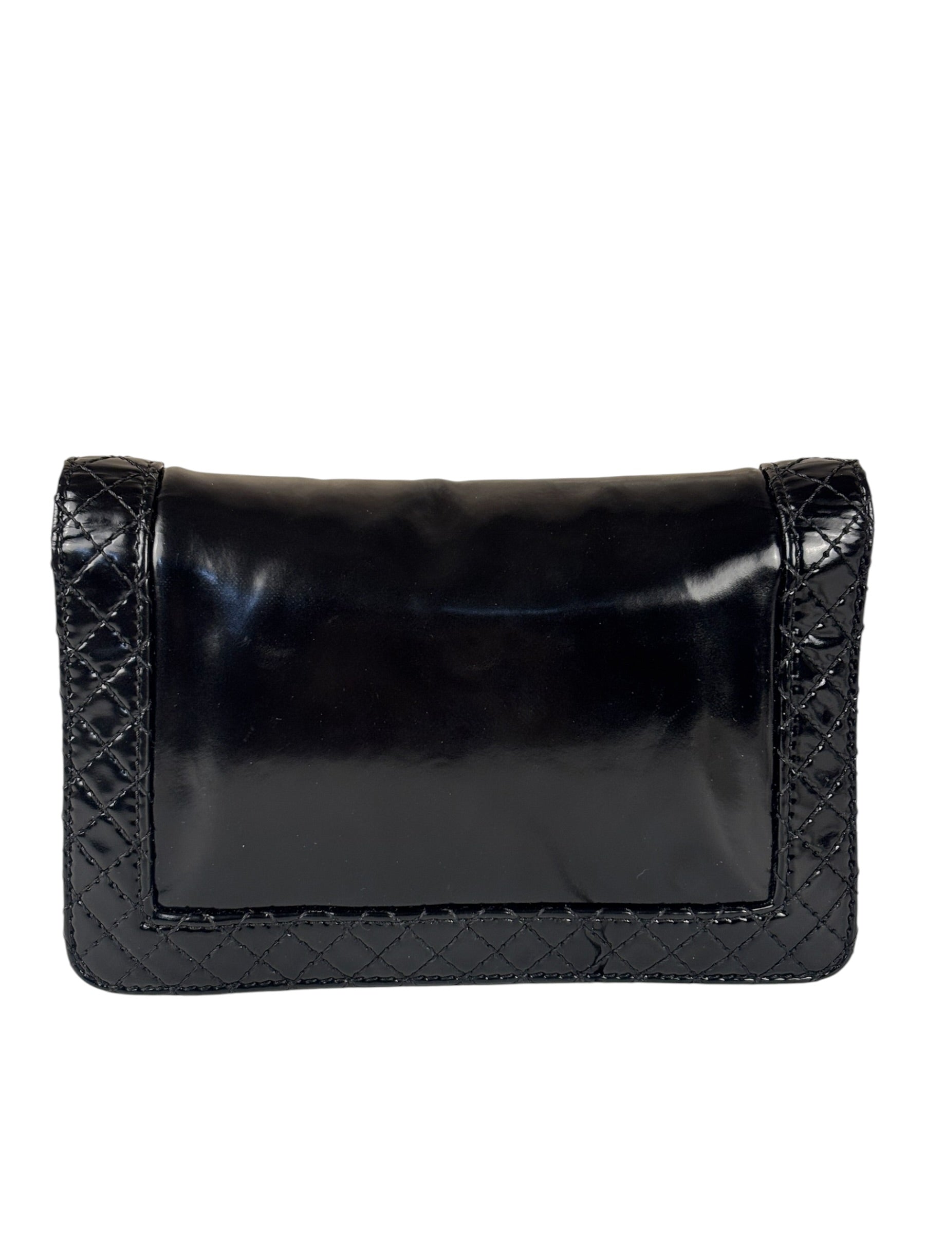 Chanel Black Patent Leather Boy Wallet on Chain Bag 2014