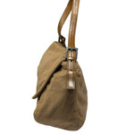 Fendi Brown Leather Trim/Wool Mamma Baguette
