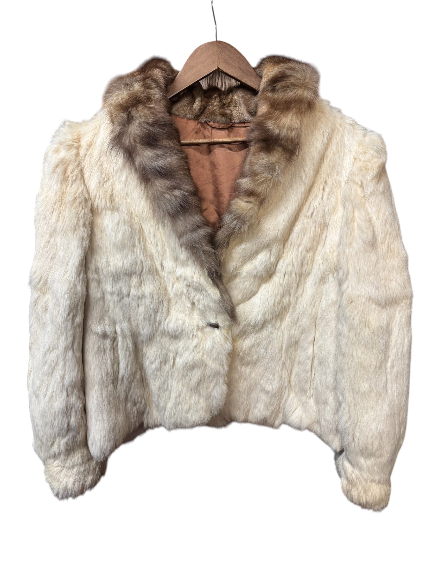 Vintage Cream/Brown Rabbit Fur Coat