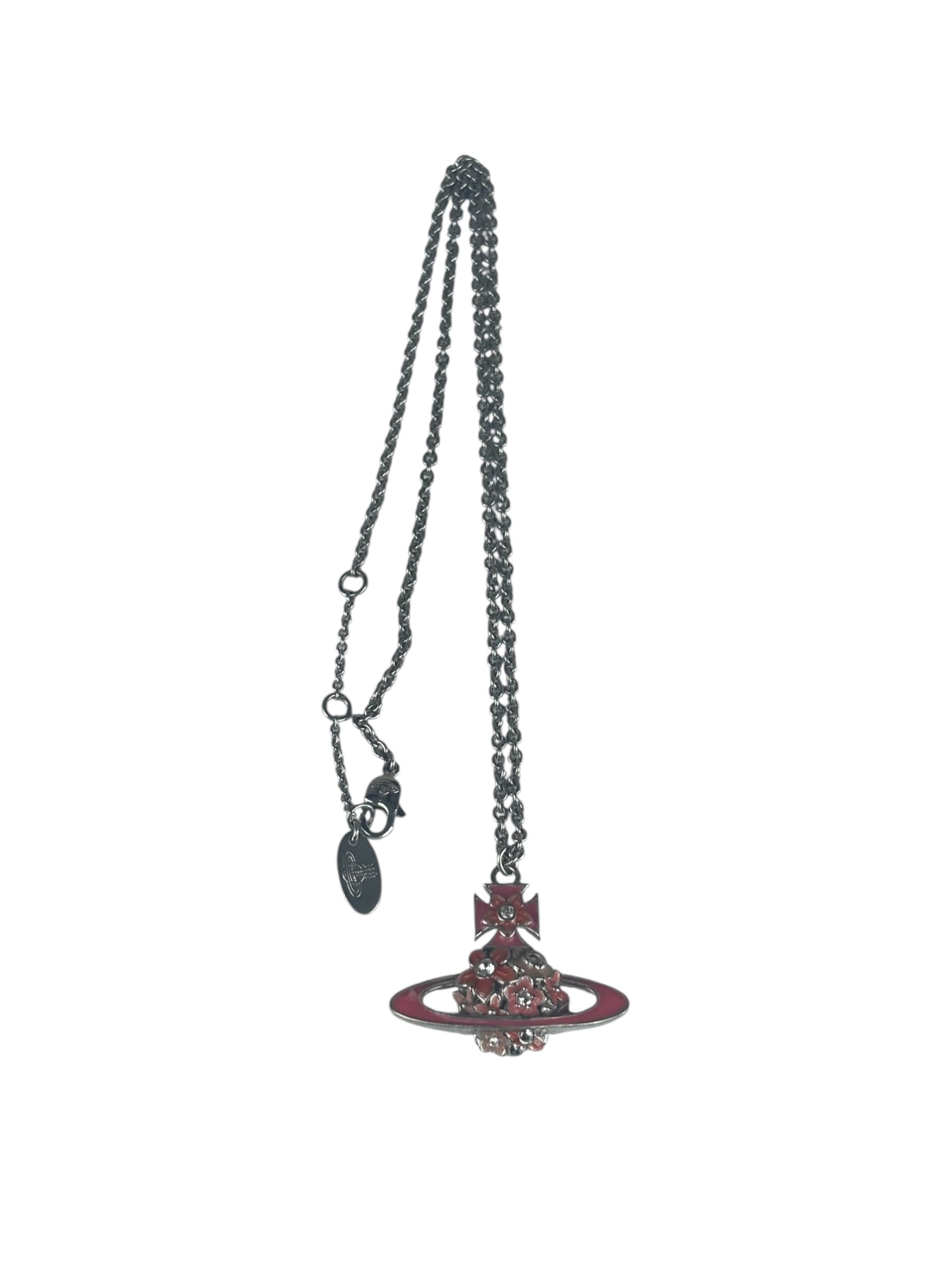 Vivienne Westwood Pink Flower Orb Pendant Necklace
