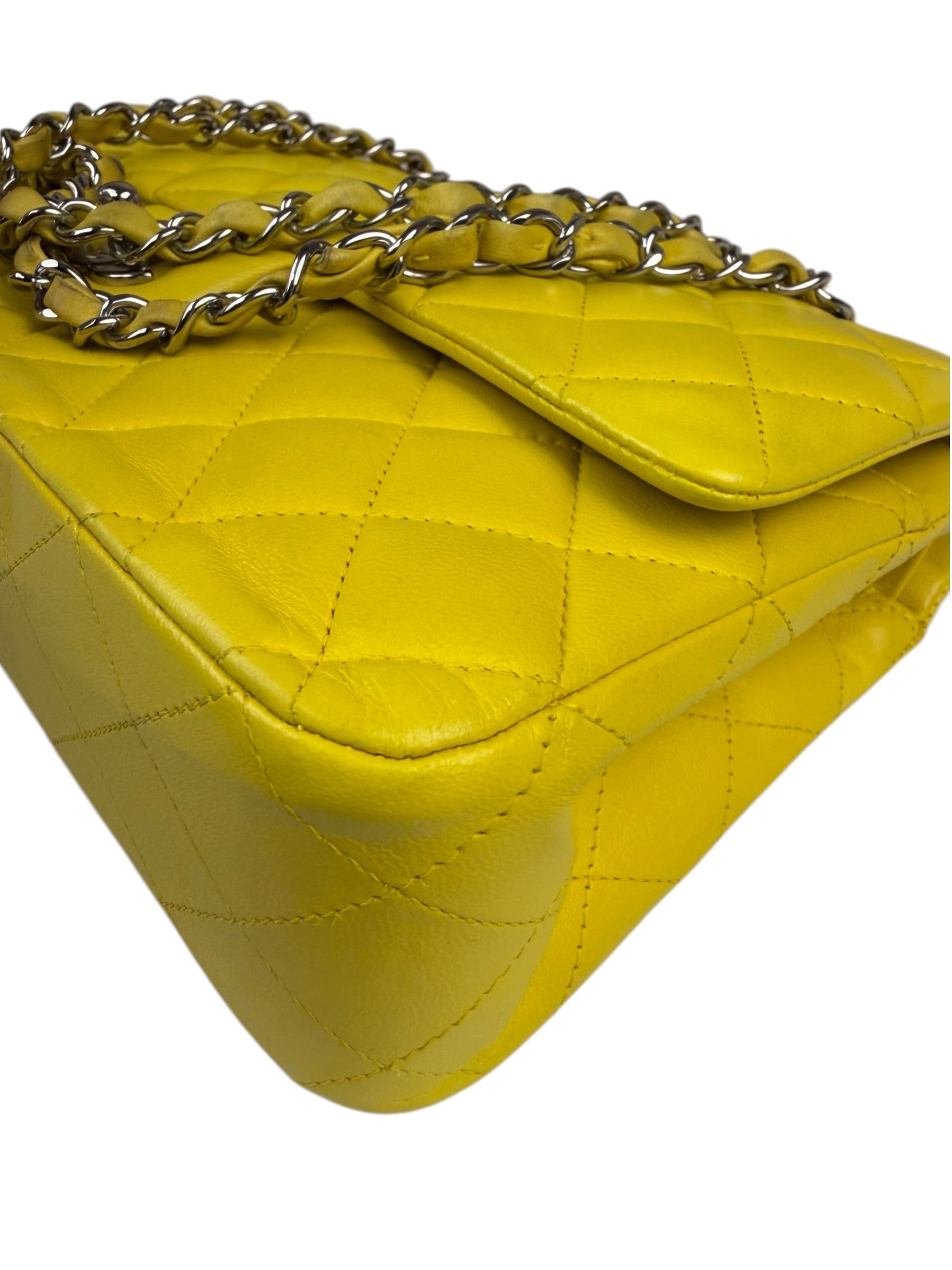 Chanel Yellow Quilted Lambskin Double Flap Bag 2009
