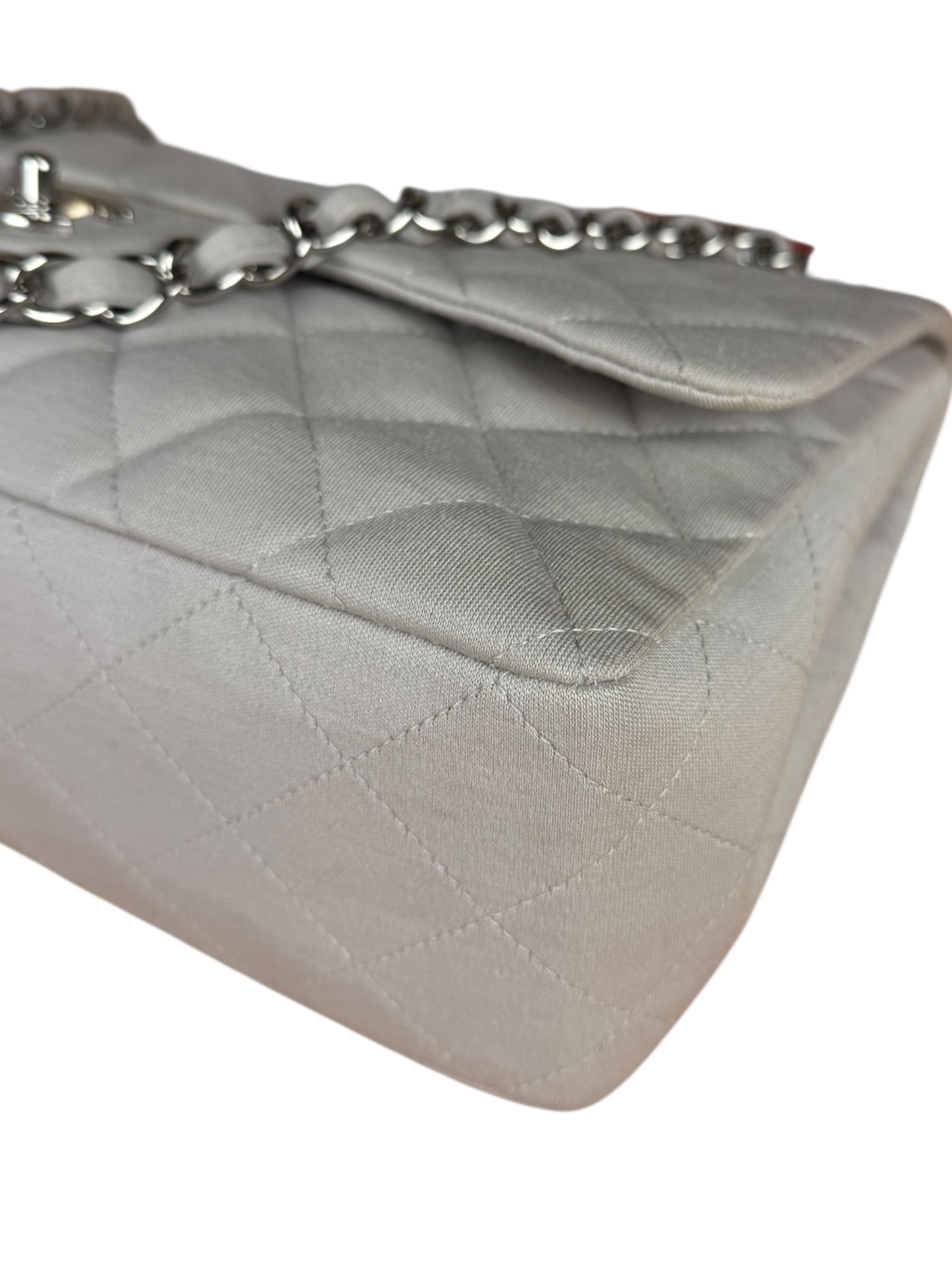 Chanel Grey Cotton M Classic Flap