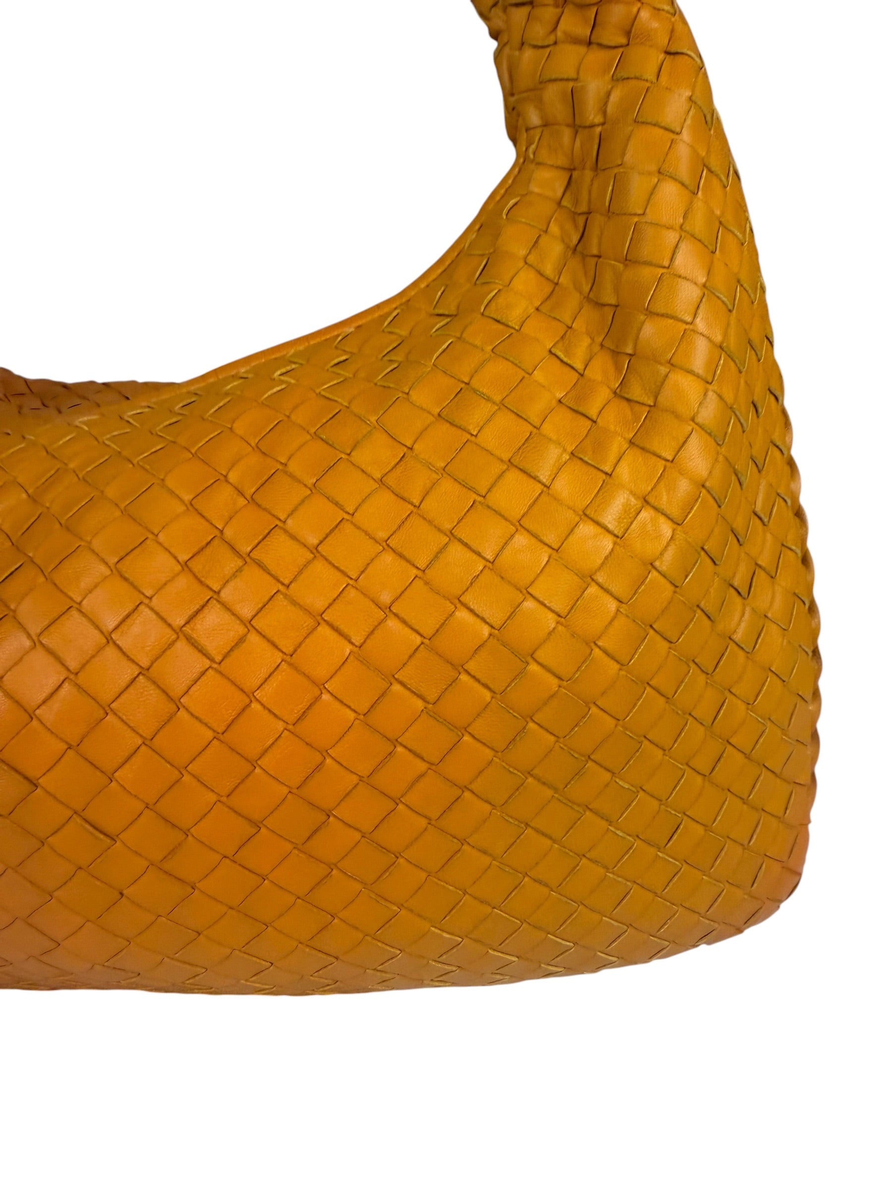 Bottega Veneta Orange Leather Intercciato Hobo Bag