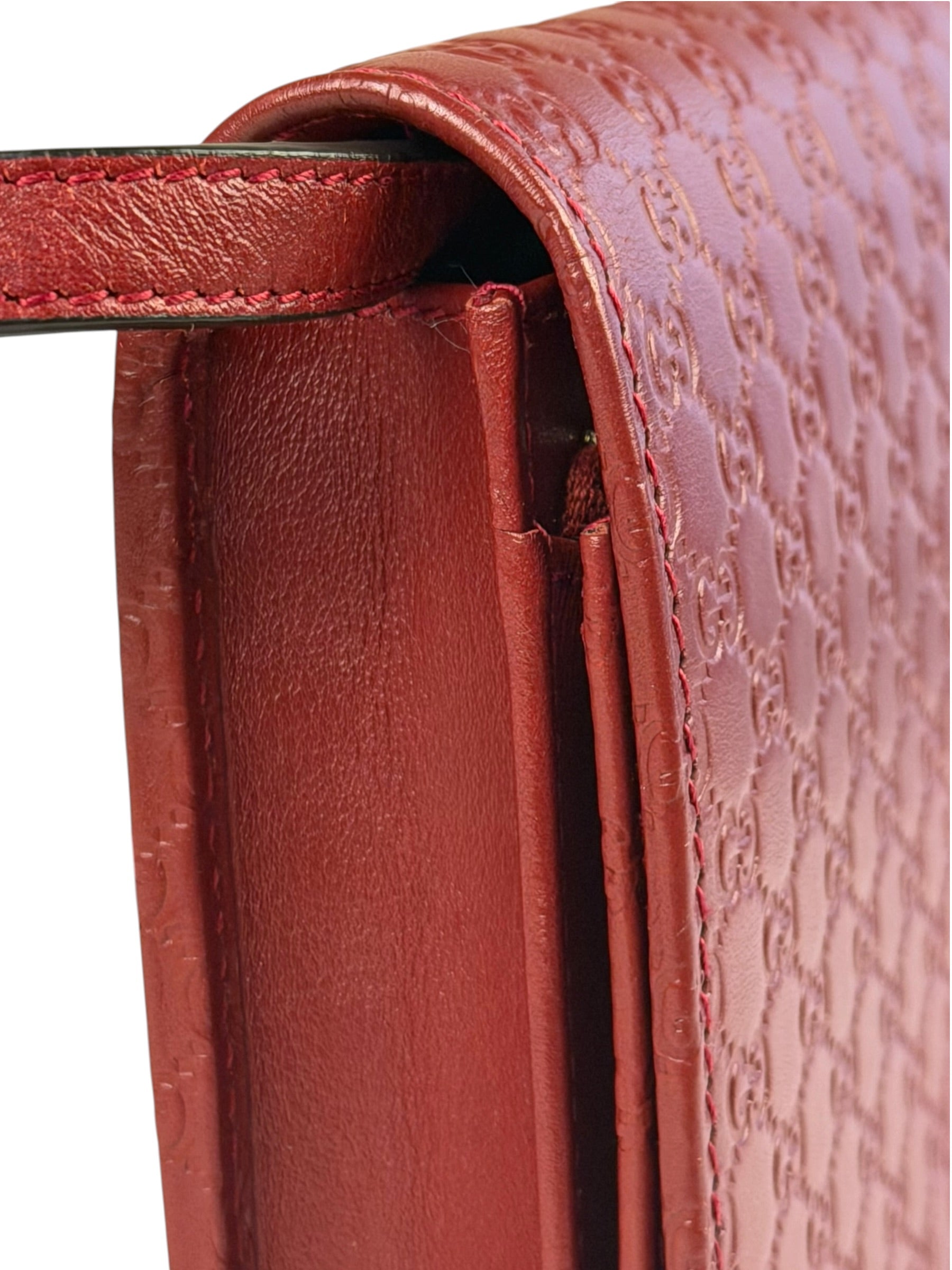 Gucci Red Micro GG Leather Crossbody Wallet
