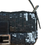 Fendi Vintage Black Sequin Baguette Shoulder Bag