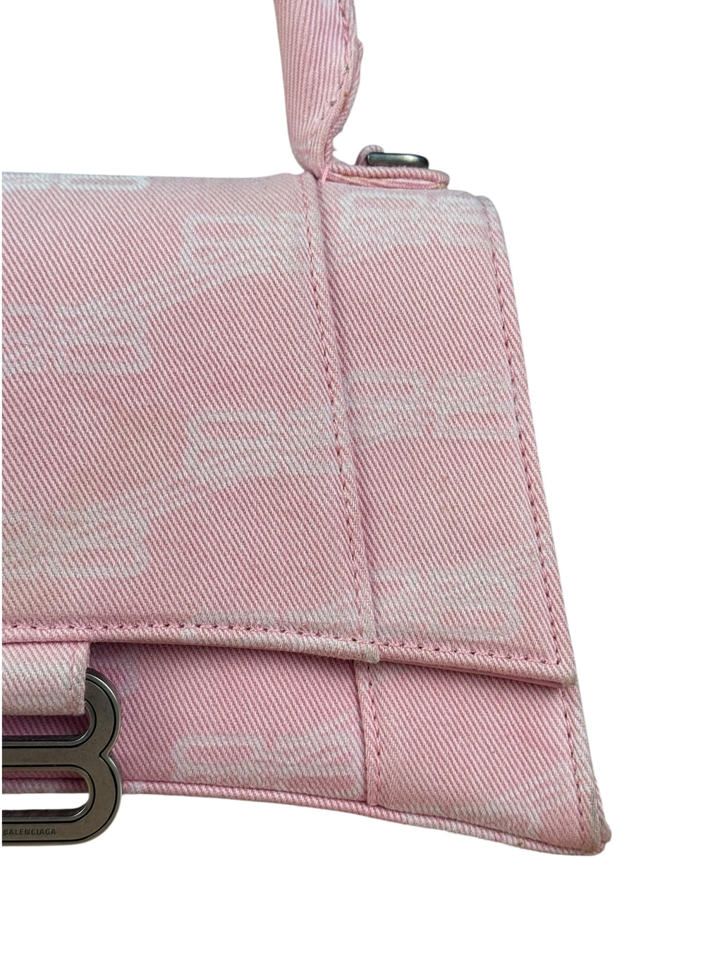 Balenciaga Pink Denim Small Hourglass 2Way Handbag