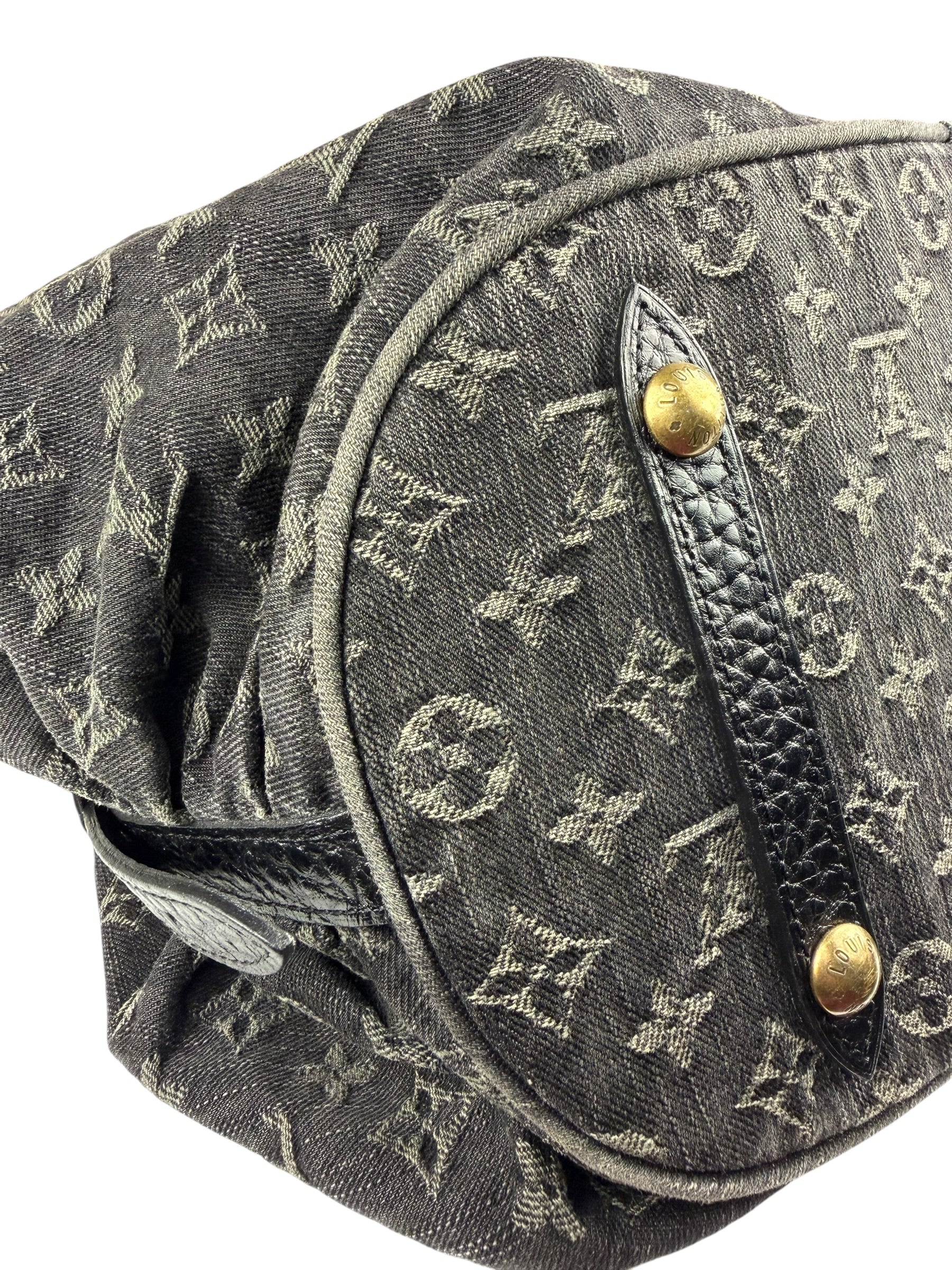Louis Vuitton Black Denim Mahina Hobo Bag XL