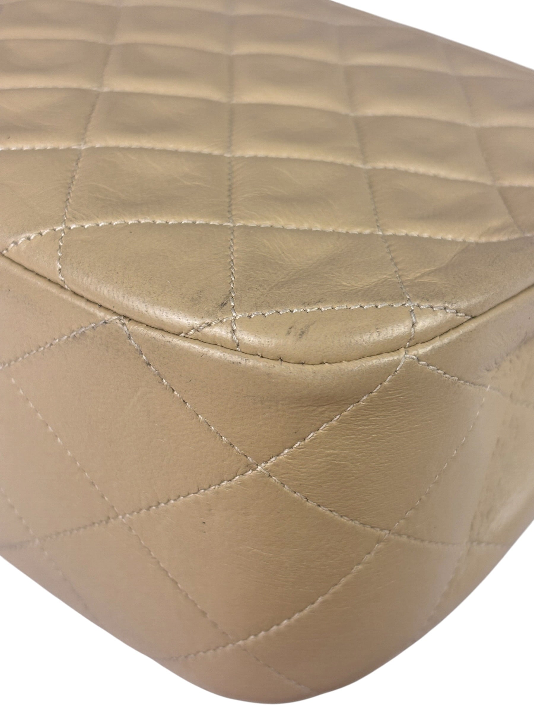 Chanel Beige Quilted Lambskin Flap Bag 90's
