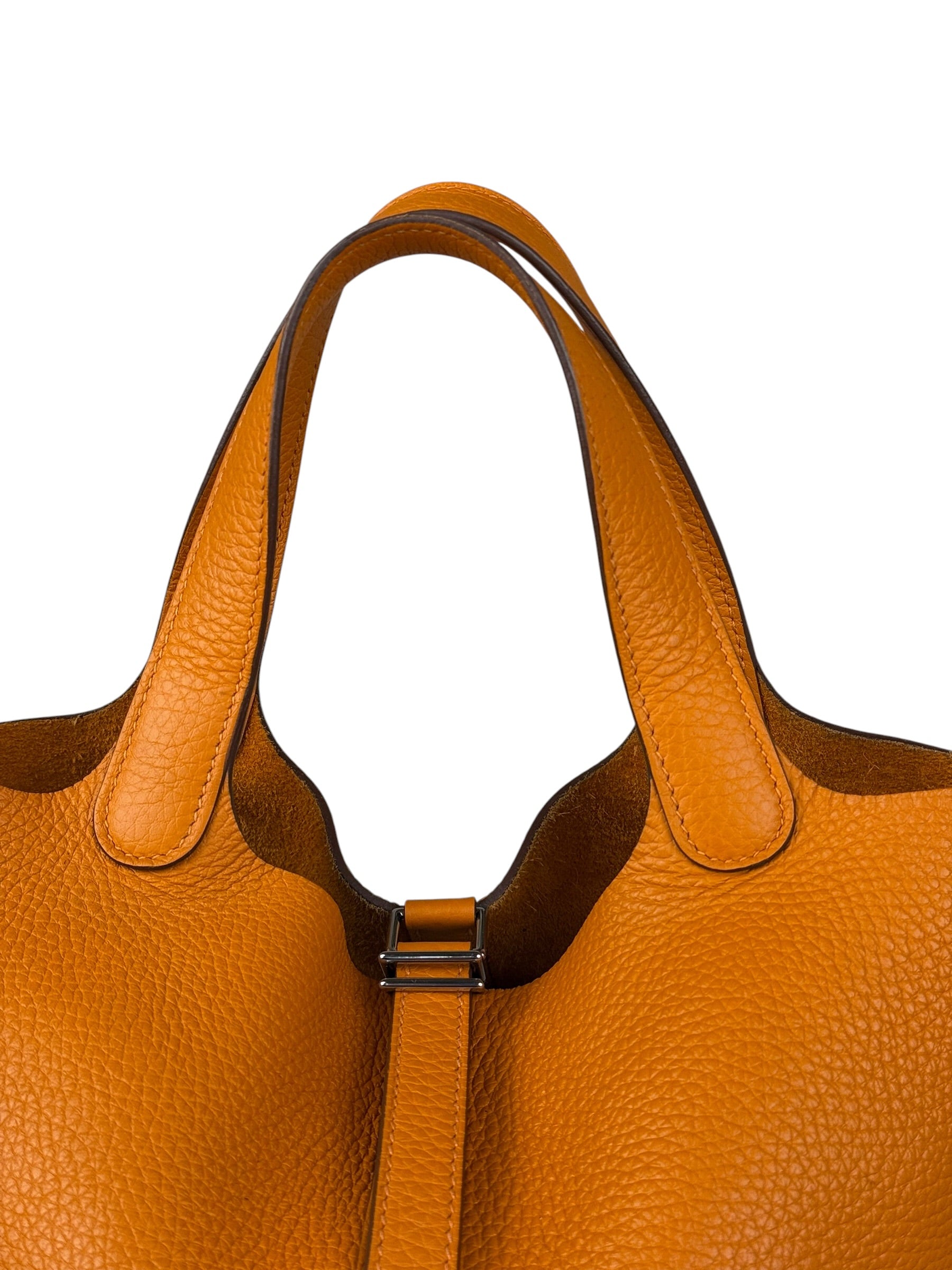 Hermes Orange Clemence Leather Picotin Lock 18 Handbag 2024