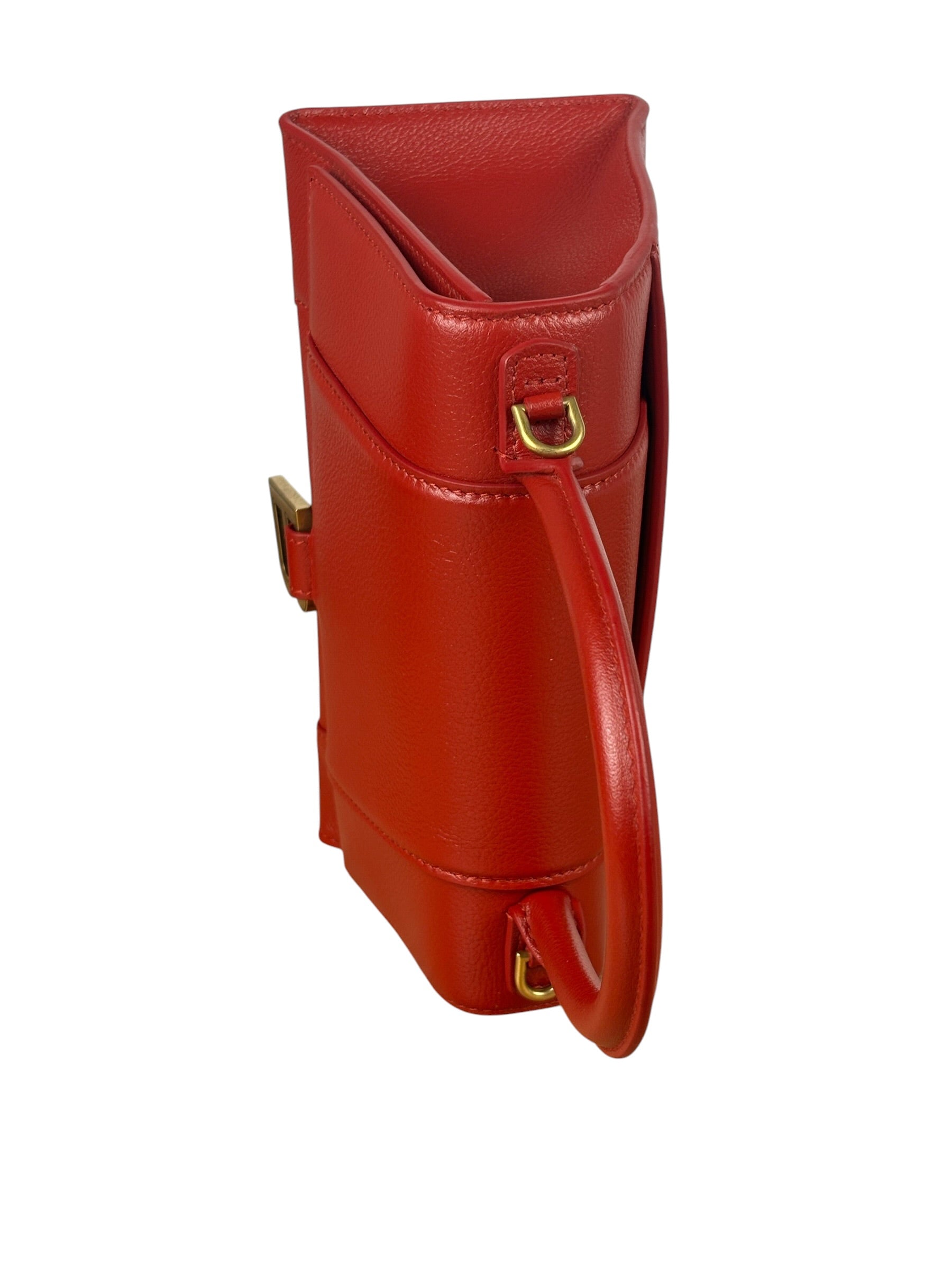 Balenciaga Red Leather Hourglass Small Two-Way Bag