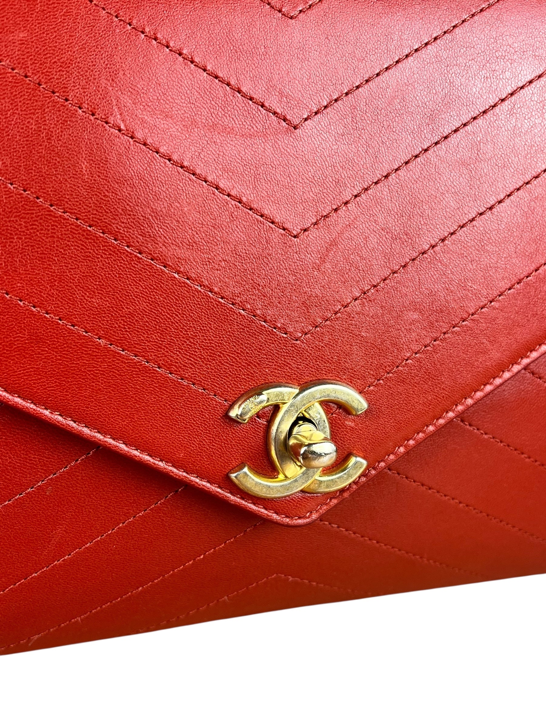 Chanel Chevron Quilted Envelope Clutch