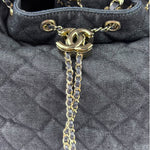 Chanel Navy Quilted Denim/Leather Trim 25 Hobo Bag 2021